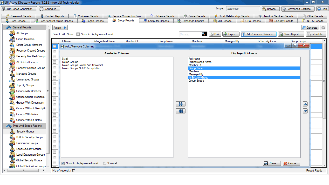 Active Directory Security Groups Report
